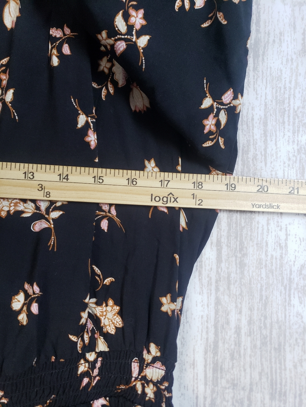 This Old Navy peasant dress Tiered skirt floral On Black Whimsigoth Boho Large - Picture 7 of 11